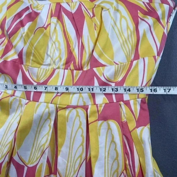Donna Ricco New York Cotton Dress Size 12 Pink and Yellow Floral Tulip w Pockets - Picture 12 of 14